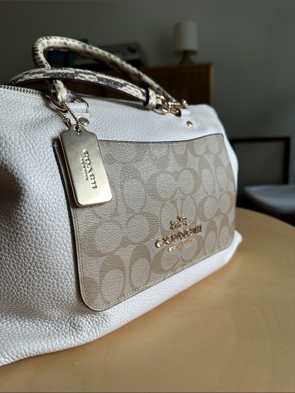 COACH Emma Satchel White & Tan - Picture 2 of 7